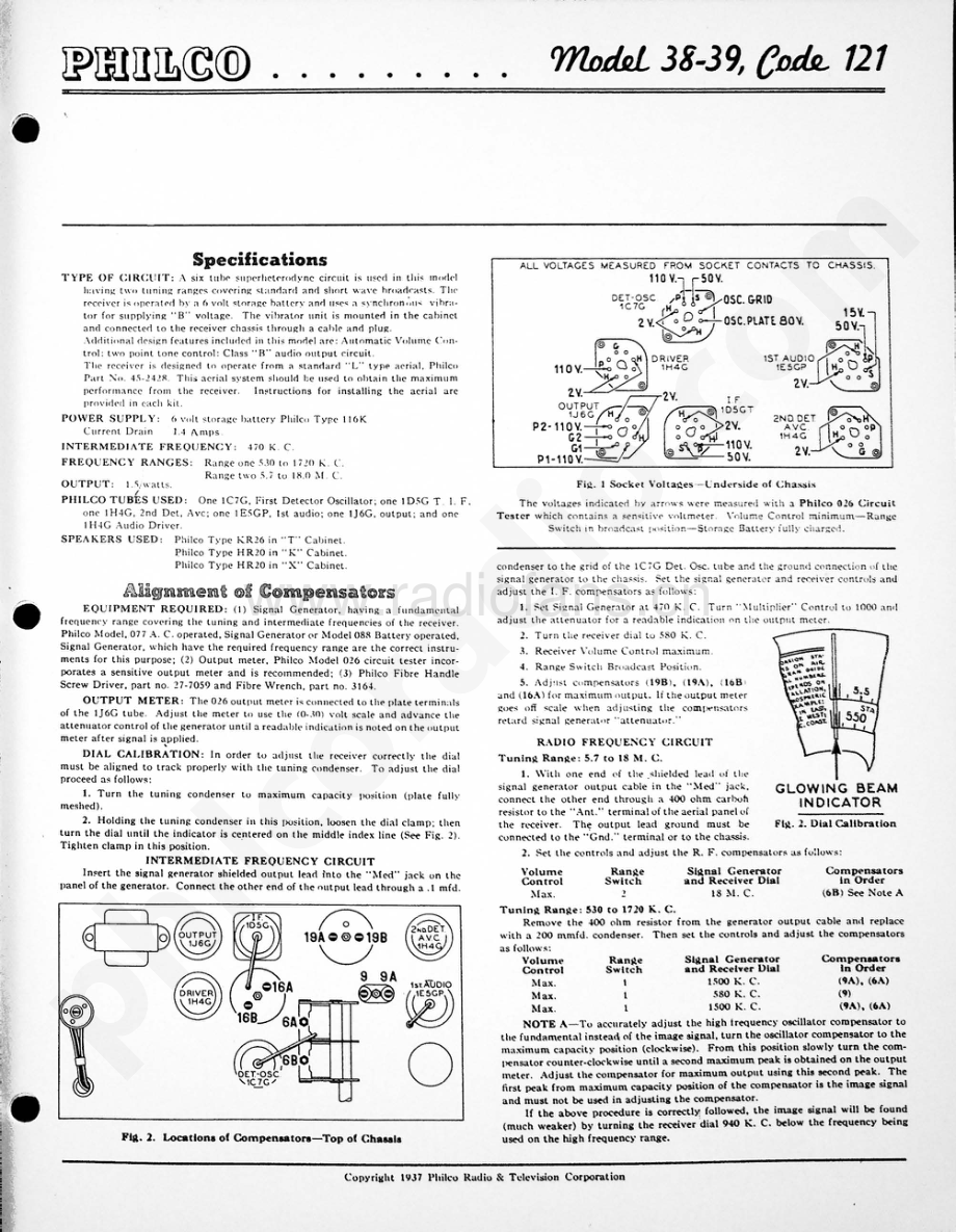 philco Model 38-39 (121) 维修电路原理图.pdf_第1页