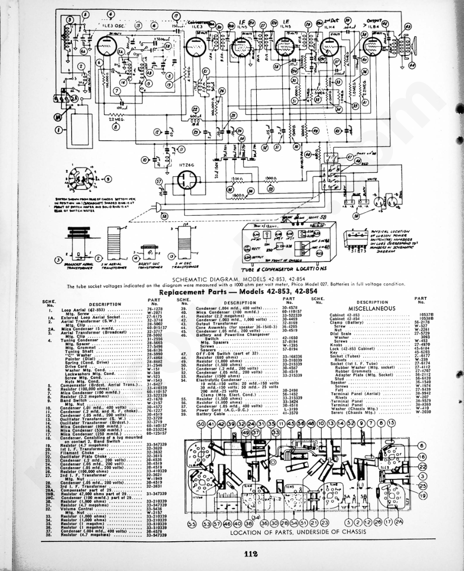 philco Models 42-853, 42-854 维修电路原理图.pdf_第2页