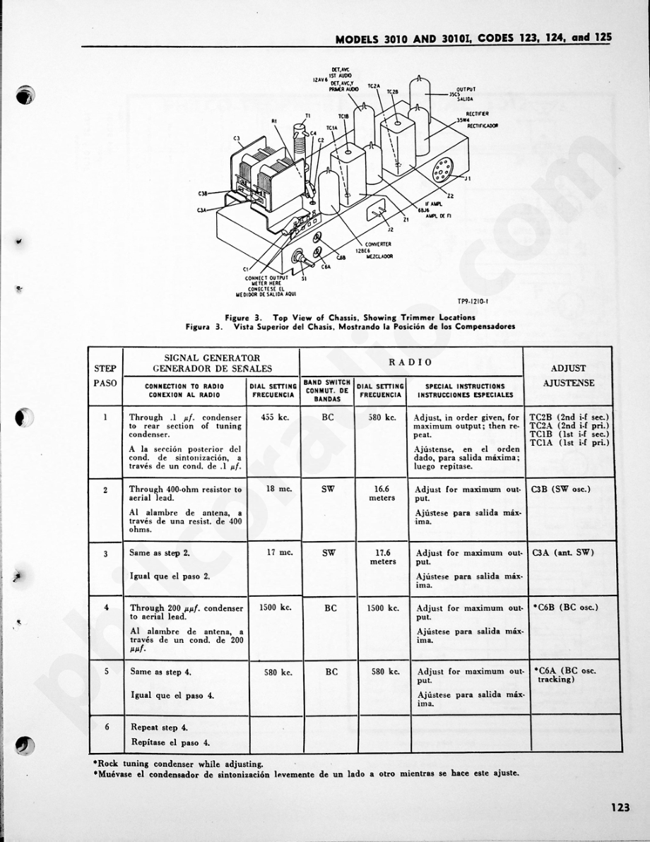 Philco-Tropic Radio Models 3010 and 3010-I, Codes 123, 124 and 125维修电路原理图.pdf_第3页