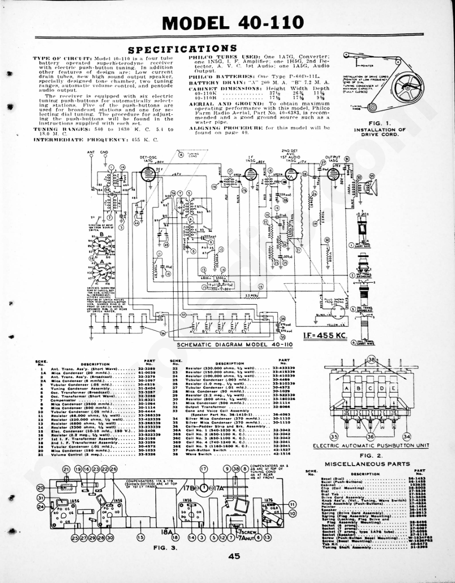 philco Model F-1740 维修电路原理图.pdf_第1页