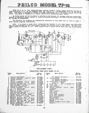 Philco Model TP-12 维修电路原理图.pdf