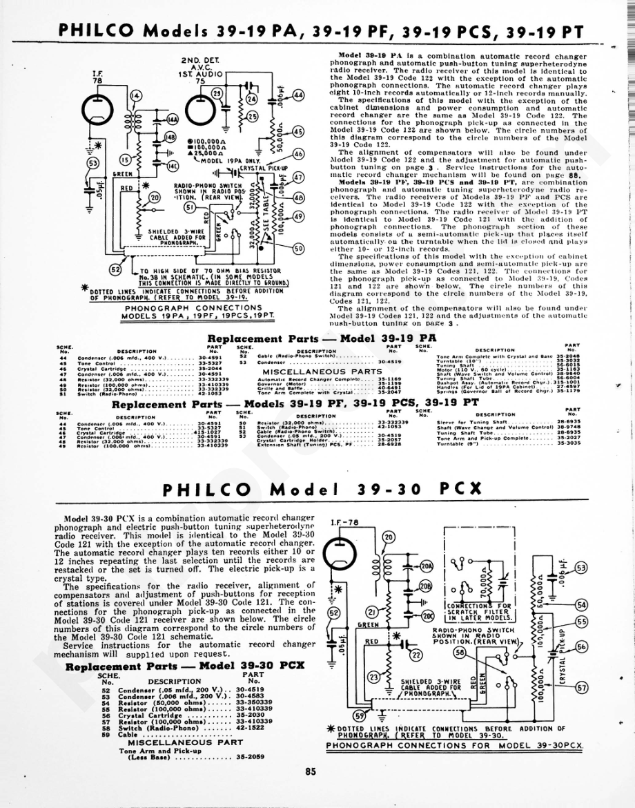 Philco Model 39-30 PCX 维修电路原理图.pdf_第1页