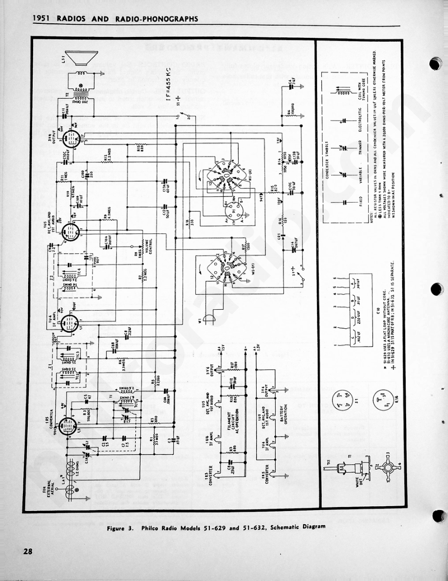 Philco Radio Models 51-629 and 51-632维修电路原理图.pdf_第3页