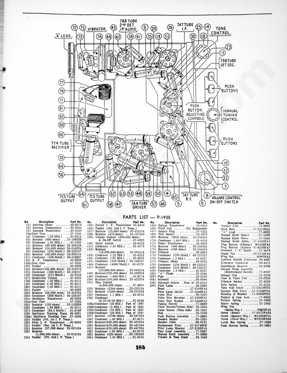 philco Packard Model P-1935 Custom Auto Radio 维修电路原理图.pdf_第3页