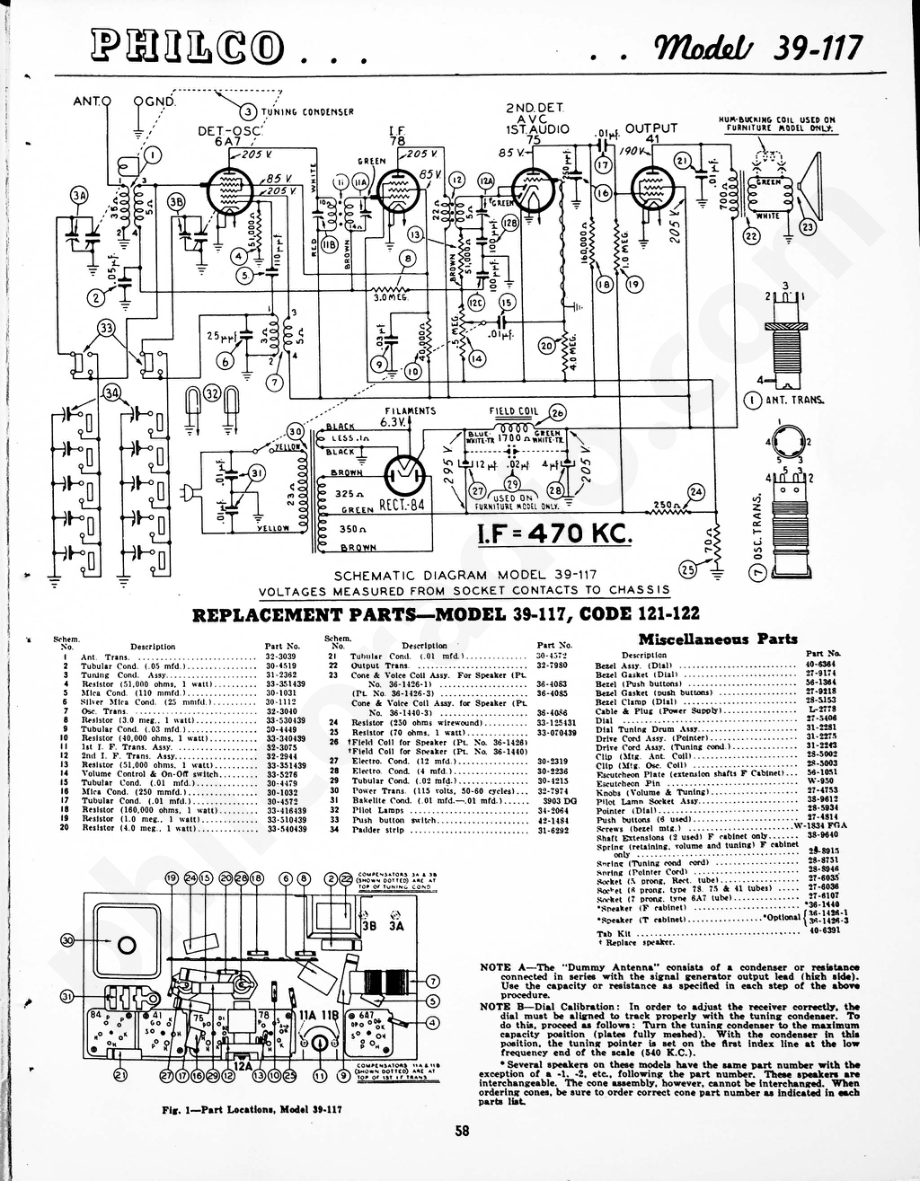 Philco Models 39-117, 39-118, 39-119 维修电路原理图.pdf_第2页