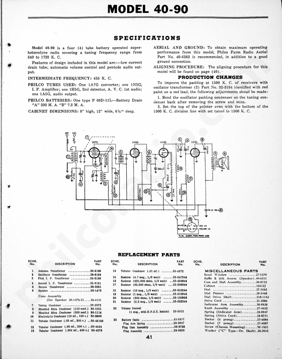 philco Model L-1660 维修电路原理图.pdf_第1页