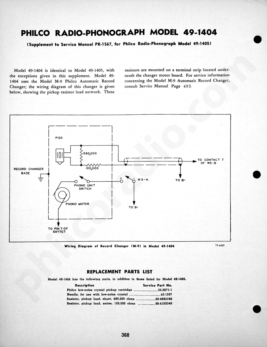 Philco Radio-Phonograph Model 49-1606维修电路原理图.pdf_第1页