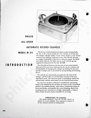 Philco All-Speed Automatic Record Changer Model M-24维修电路原理图.pdf