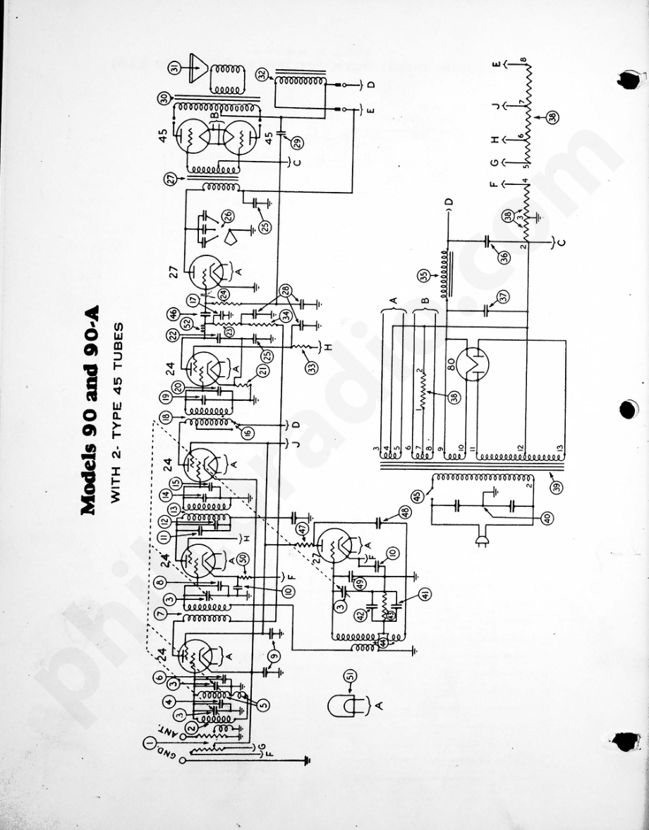 philco Models 90 and 90-A (2-45 Output) 电路原理图.pdf_第1页