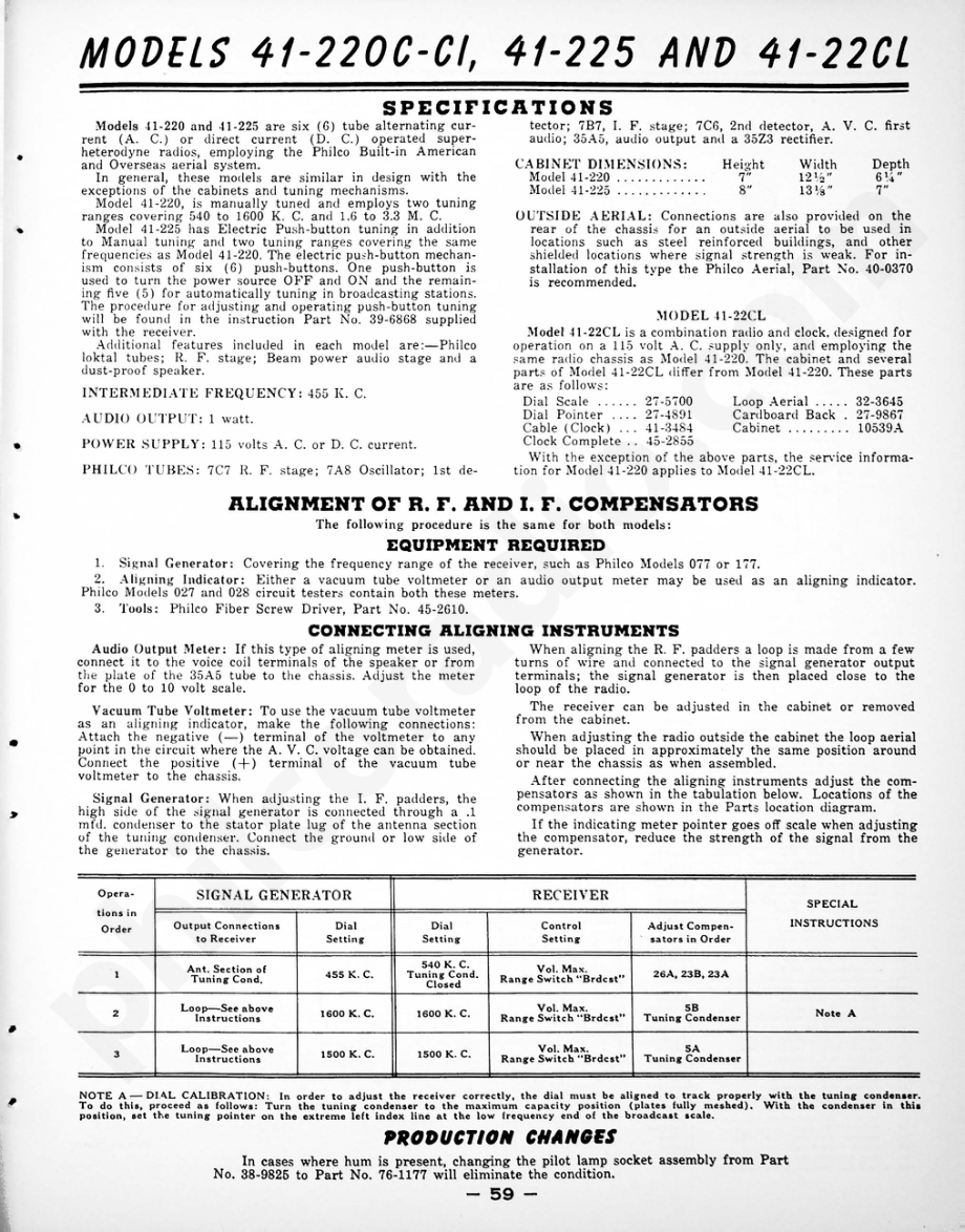 philco Models 41-250 and 41-255, Code 121维修电路原理图.pdf_第1页