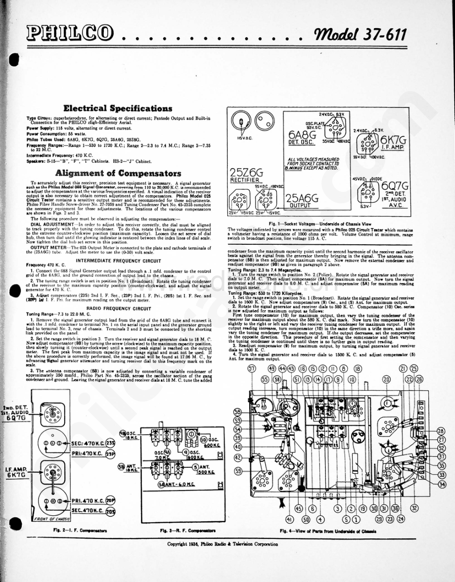 philco Model 37-611 维修电路原理图.pdf_第1页