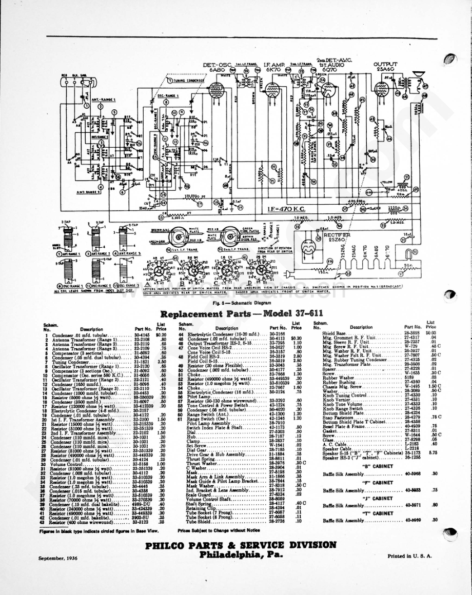 philco Model 37-611 维修电路原理图.pdf_第2页