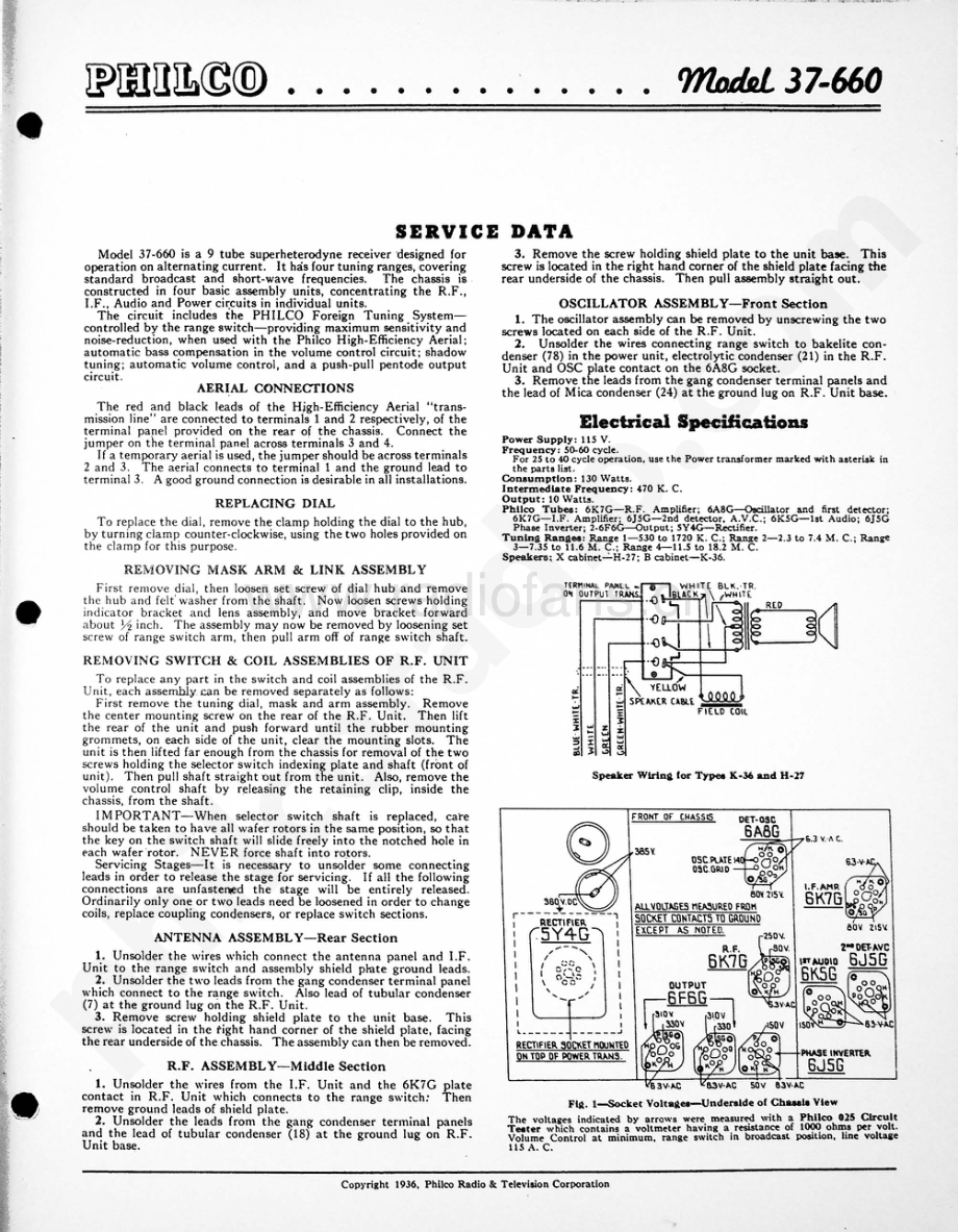 philco Model 37-660 维修电路原理图.pdf_第1页