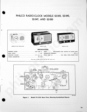 Philco Radio-Clock Models 52-543, 52-545, 52-547 and 52-550维修电路原理图.pdf