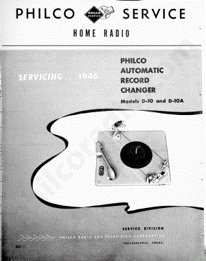 philco Philco Automatic Record Changer Models D-10 and D-10A维修电路原理图.pdf