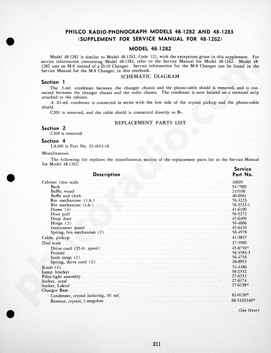 Philco-Tropic Radio-Phonograph Models 48-1826 and 48-1827维修电路原理图.pdf_第1页