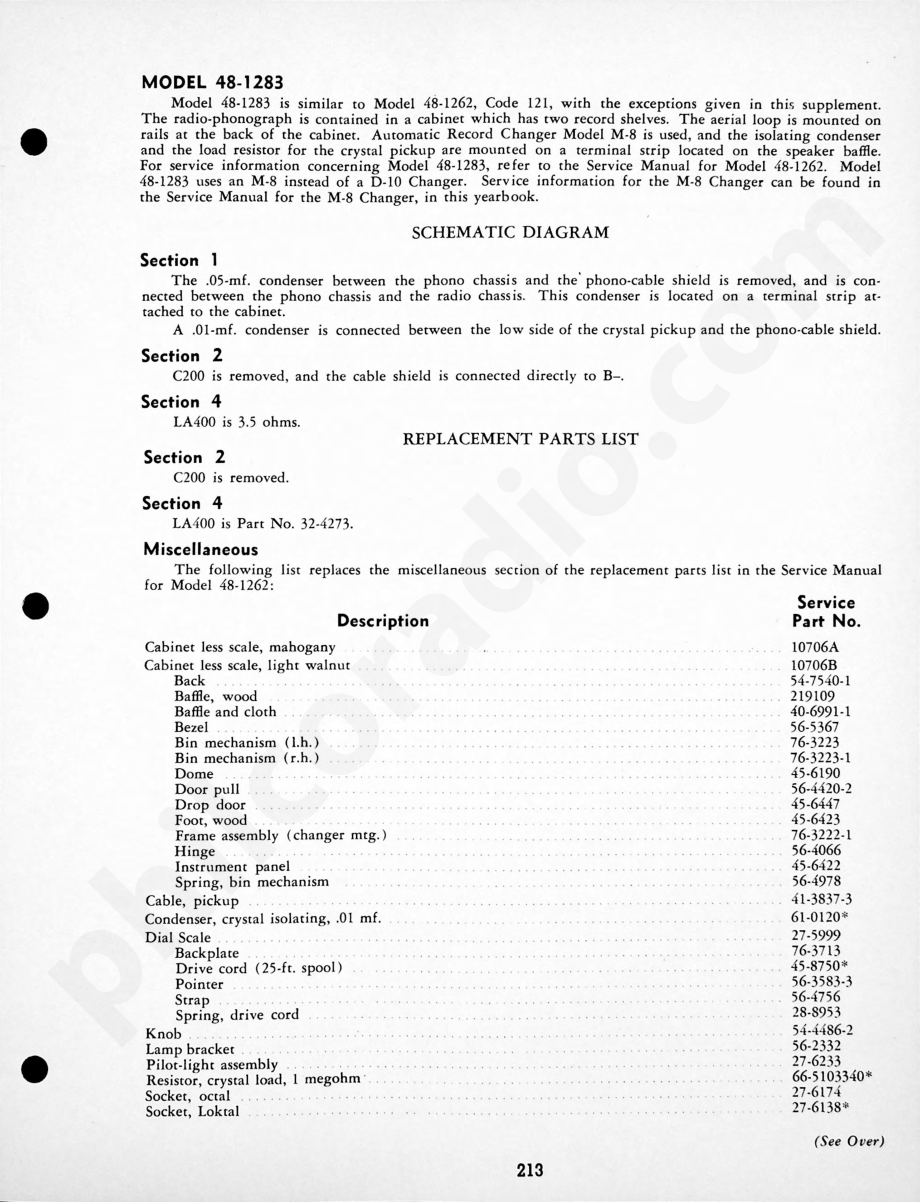 Philco-Tropic Radio-Phonograph Models 48-1826 and 48-1827维修电路原理图.pdf_第3页