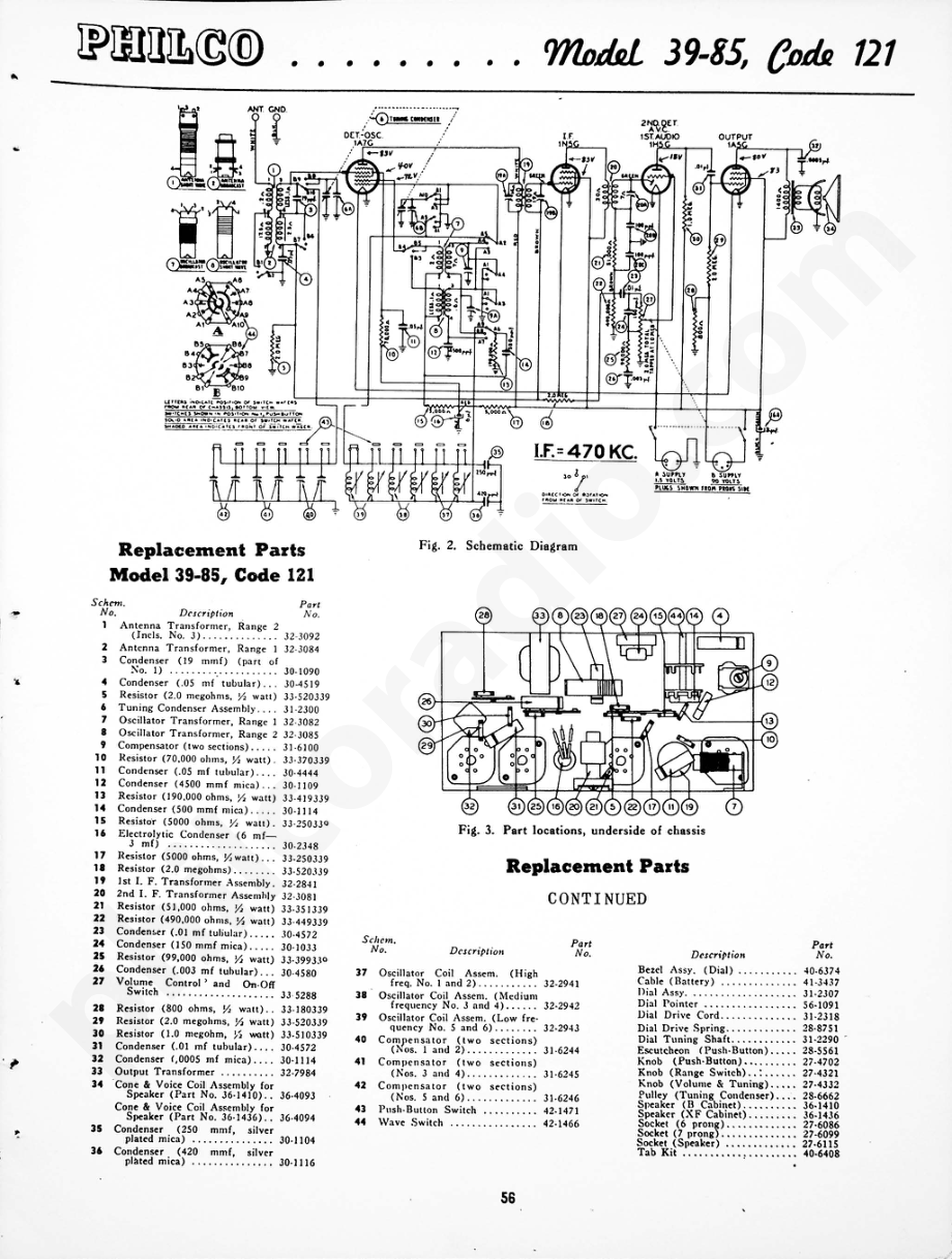 Philco Model 39-85, Code 121 维修电路原理图.pdf_第2页