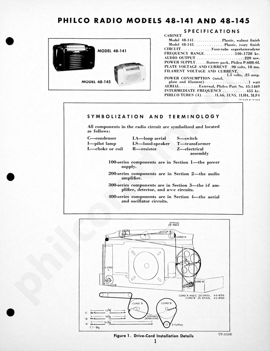 Philco Radio Models 48-141 and 48-145维修电路原理图.pdf_第1页