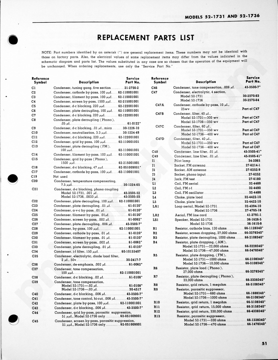 Philco Radio-Phonograph Model 52-1731 and 52-1736维修电路原理图.pdf_第2页