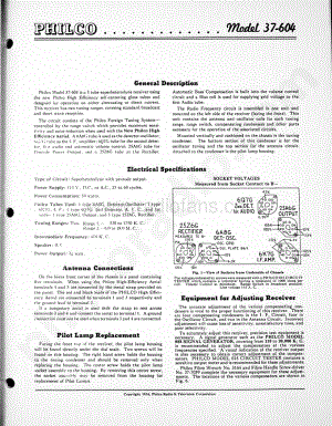 philco Model 37-604 维修电路原理图.pdf