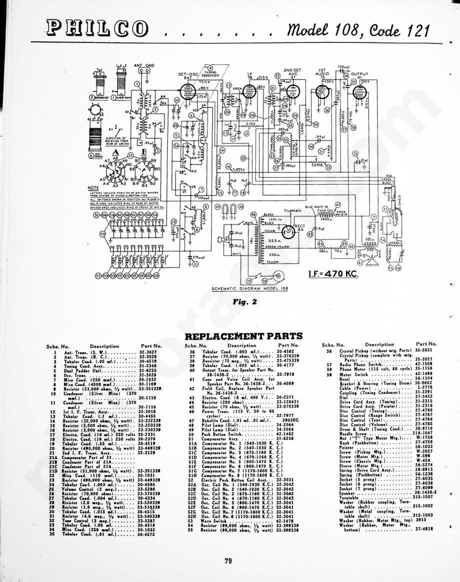 Philco Model 108, Code 121 维修电路原理图.pdf_第2页