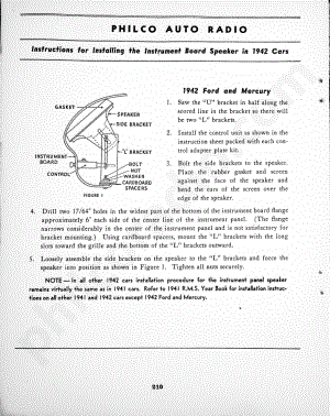 philco Instructions for Installing the Instrument Board Speaker in 1942 Cars 维修电路原理图.pdf