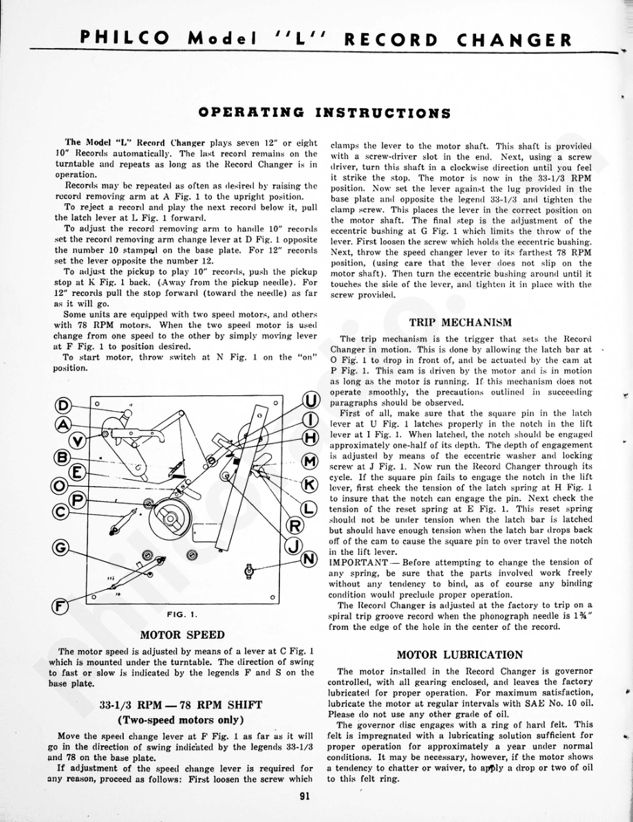 Philco Model “L” Record Changer 维修电路原理图.pdf_第1页