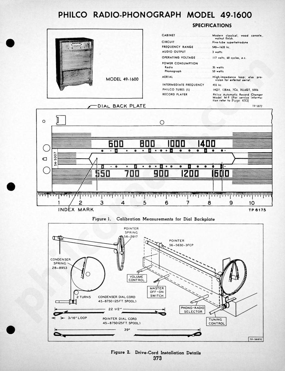 Philco Radio-Phonograph Models 49-1609 and 49-1611维修电路原理图.pdf_第1页