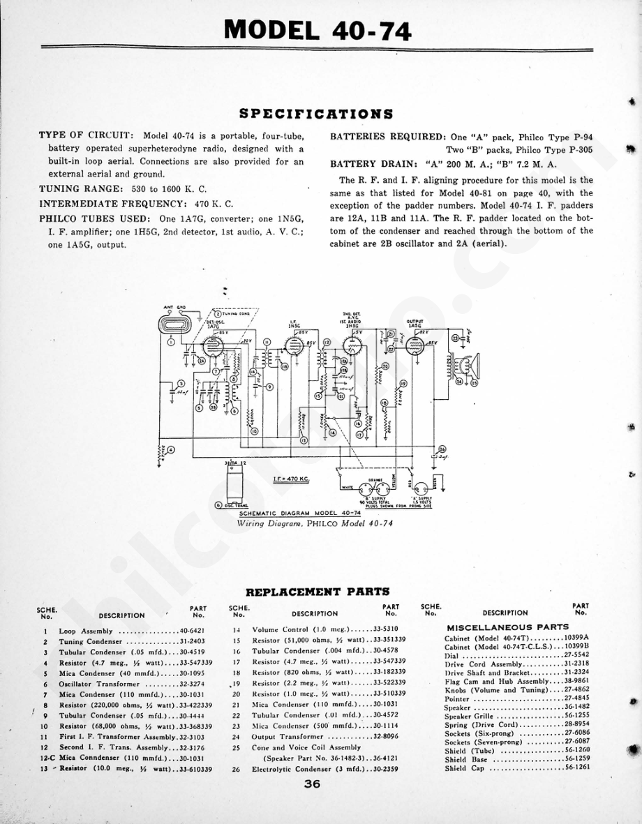 philco Models S-1626 and G-1628 维修电路原理图.pdf_第1页