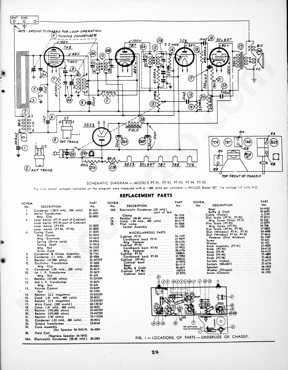 philco Models PT-91, PT-92, PT-93, PT-94, PT-95 维修电路原理图.pdf_第2页