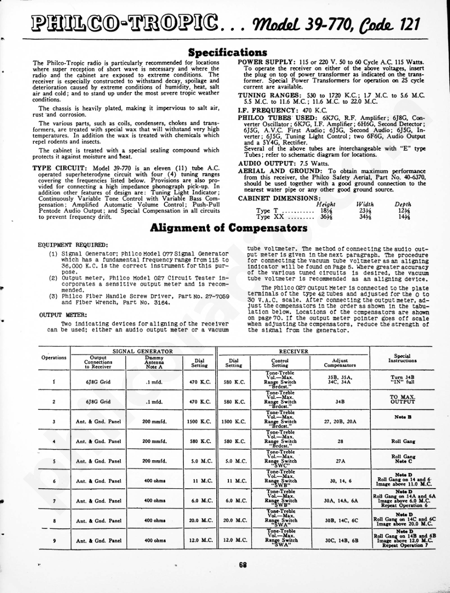 Philco-Tropic Model 39-770, Code 121 维修电路原理图.pdf_第1页