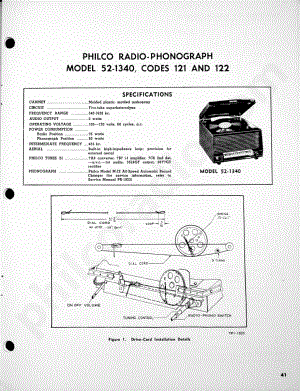 Philco Radio-Phonograph Model 52-1340, Codes 121 and 122维修电路原理图.pdf
