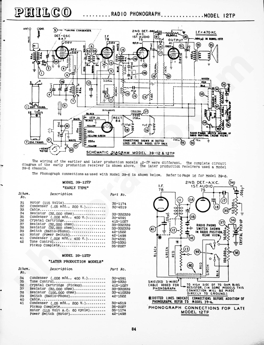 Philco Radio Phonograph Model 12-TP 维修电路原理图.pdf_第2页