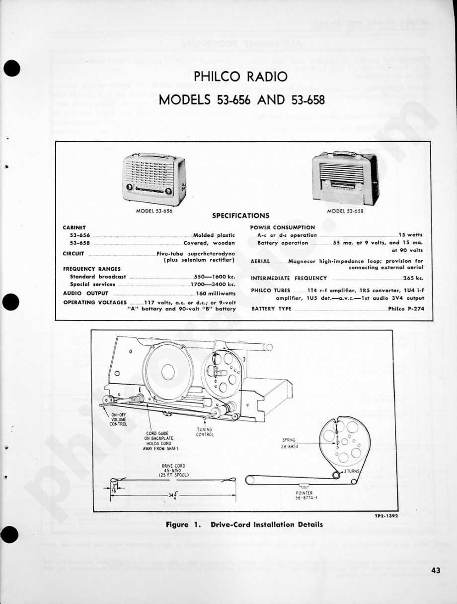 Philco Radio Models 53-656 and 53-658维修电路原理图.pdf_第1页