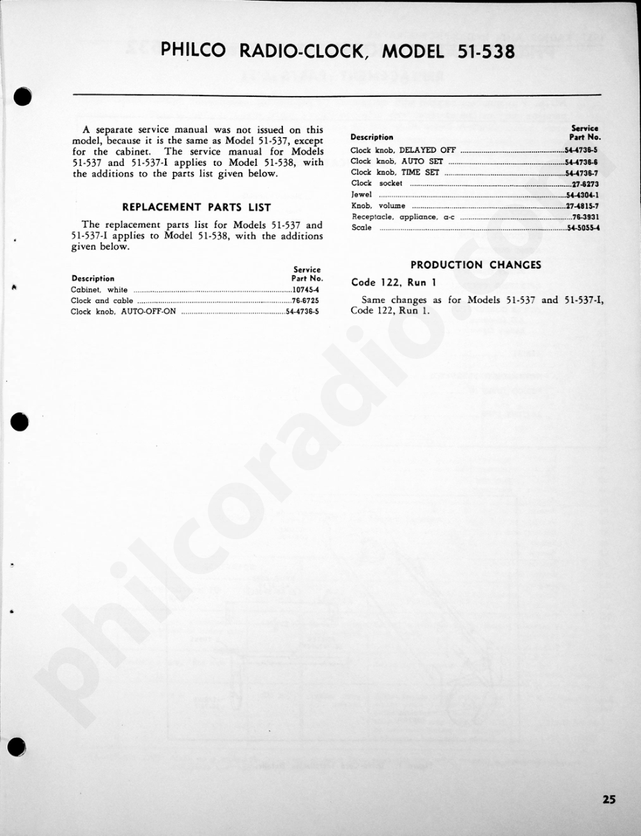 Philco Radio-Clock Model 51-538维修电路原理图.pdf_第1页