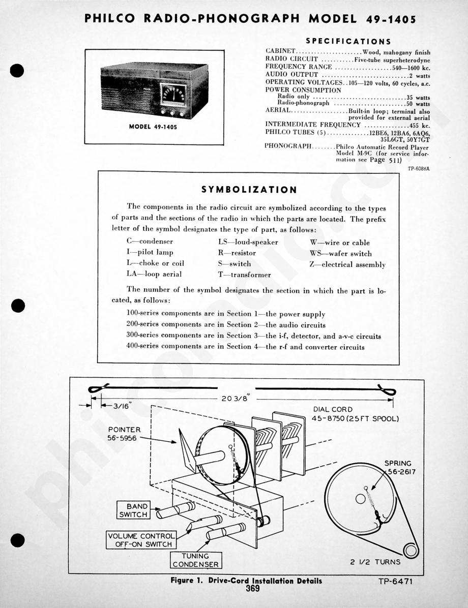 Philco Radio-Phonograph Model 49-1607维修电路原理图.pdf_第1页