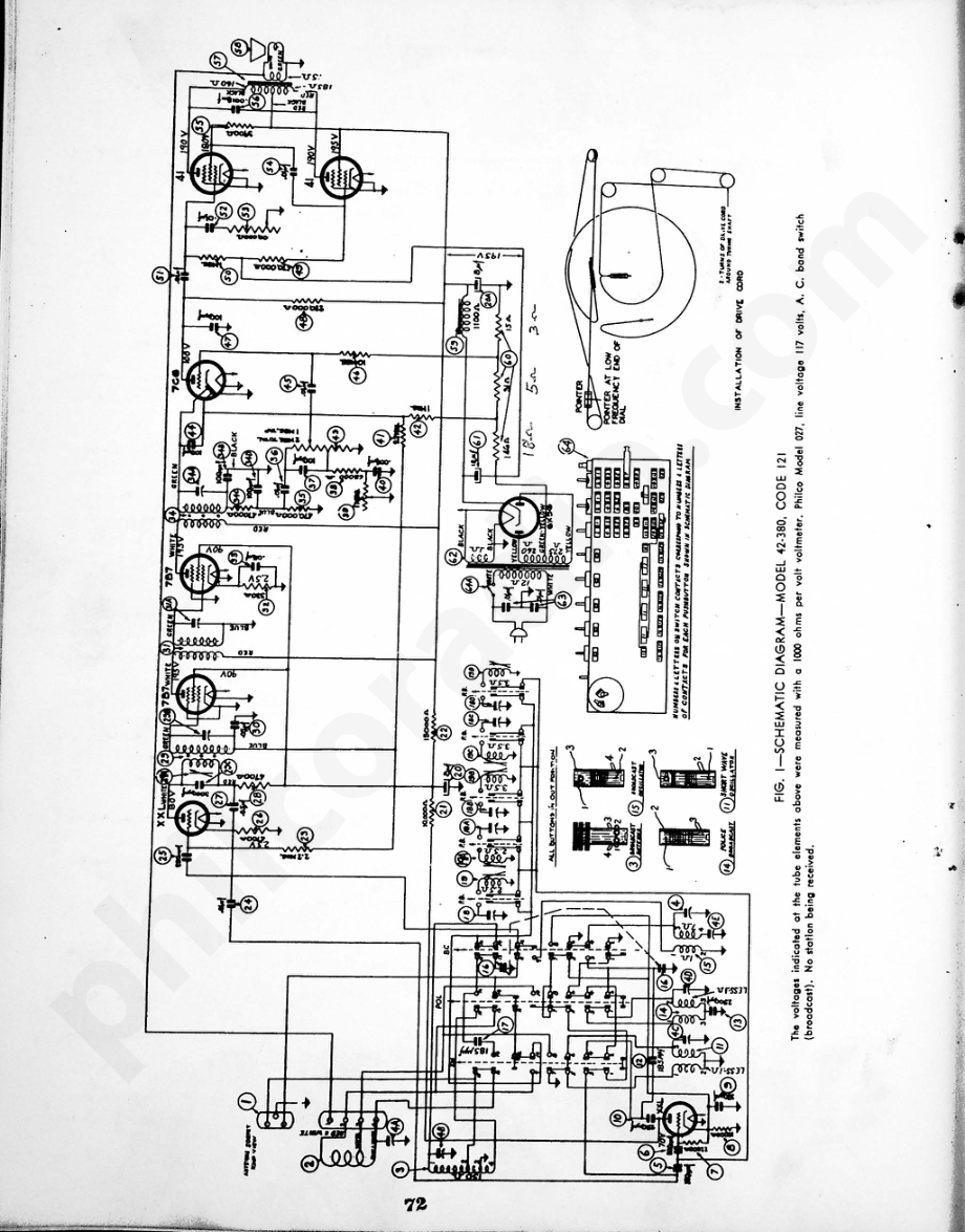 philco Model 42-380, Code 121 维修电路原理图.pdf_第2页