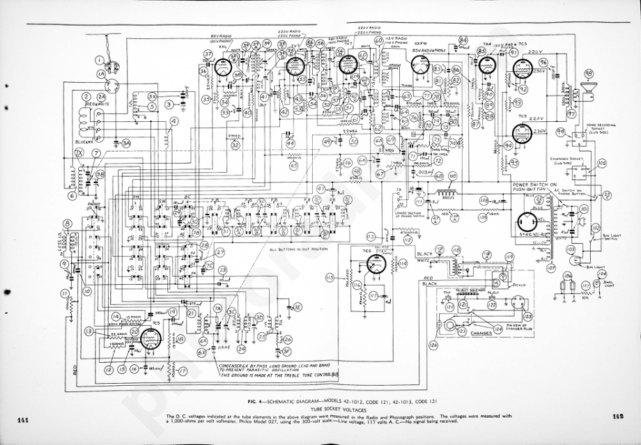 philco Models 42-1012, Code 121, 42-1013W, Code 121, 42-1013M, Code 121 维修电路原理图.pdf_第3页