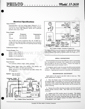 philco Model 37-2650 维修电路原理图.pdf