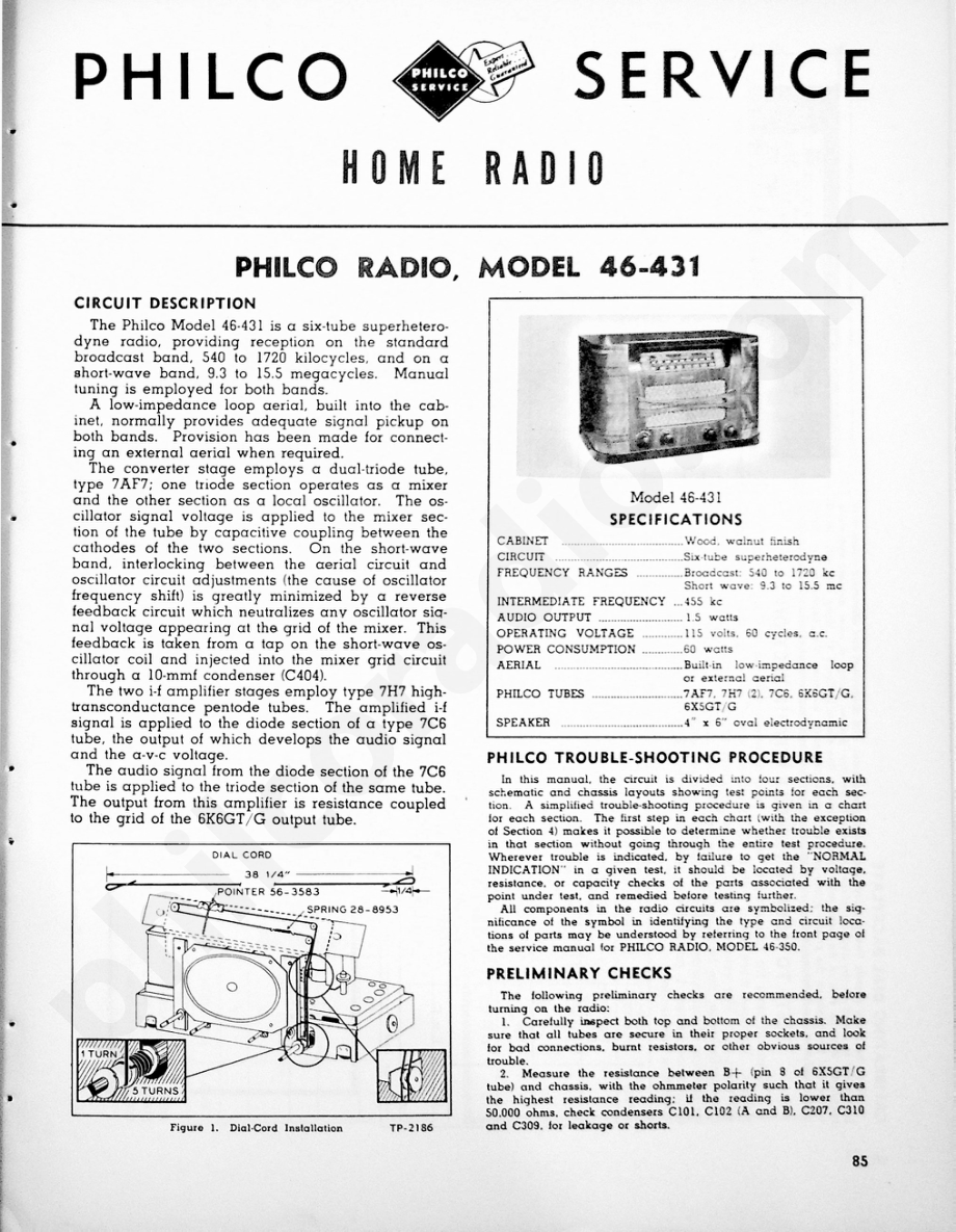 philco Model 46-431维修电路原理图.pdf_第1页