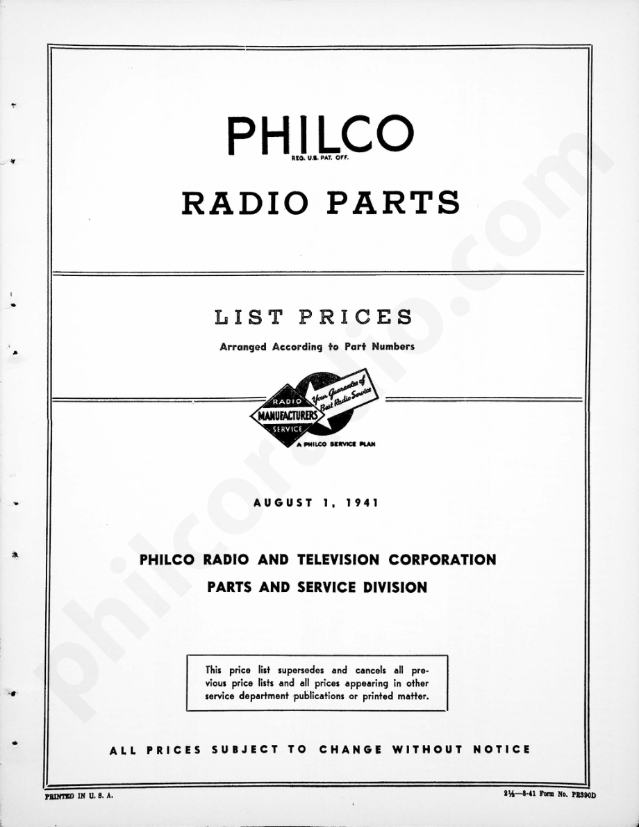 philco Bakelite Cabinets维修电路原理图.pdf_第1页