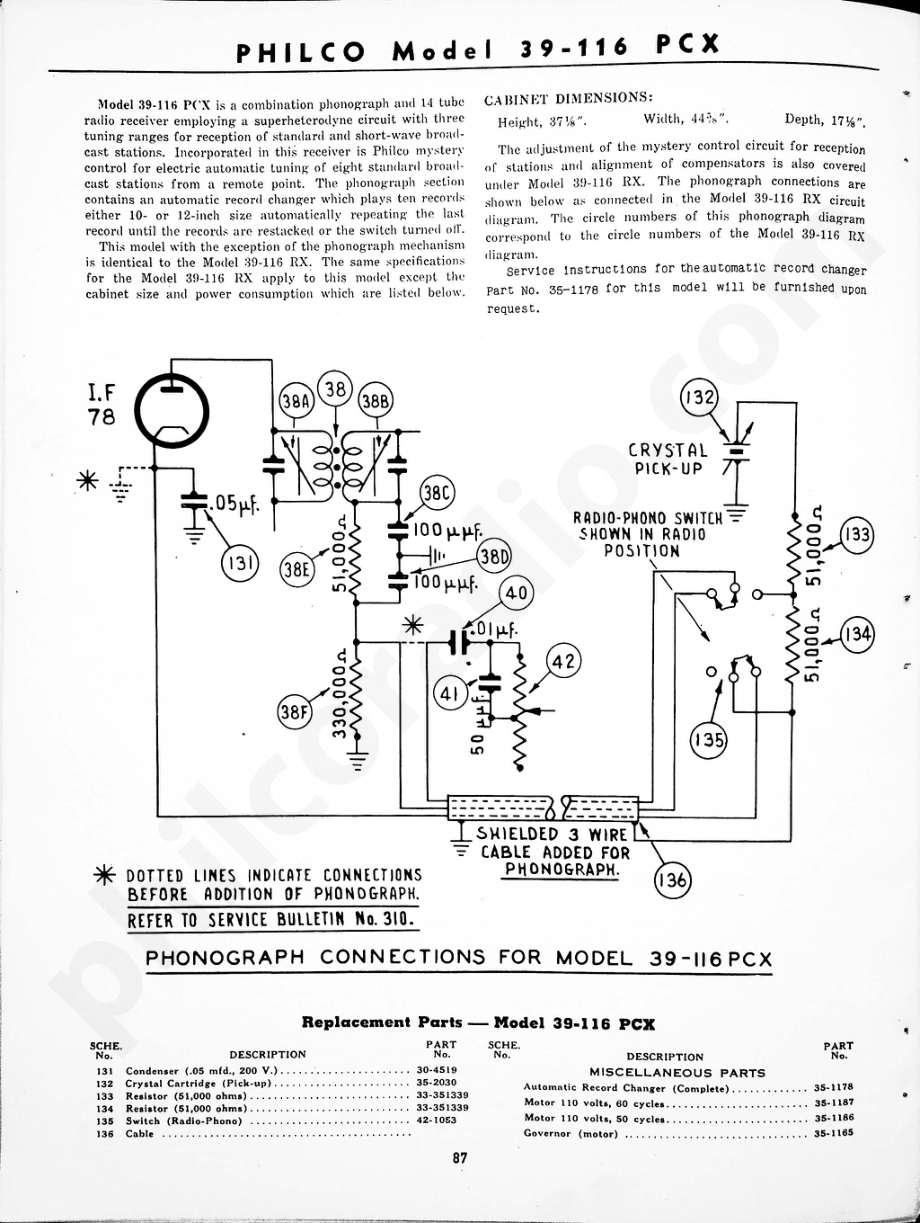 Philco Model 39-116 PCX 维修电路原理图.pdf_第1页