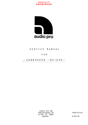 AudioPro-AceBassB4_200-sub-sm维修电路原理图.pdf
