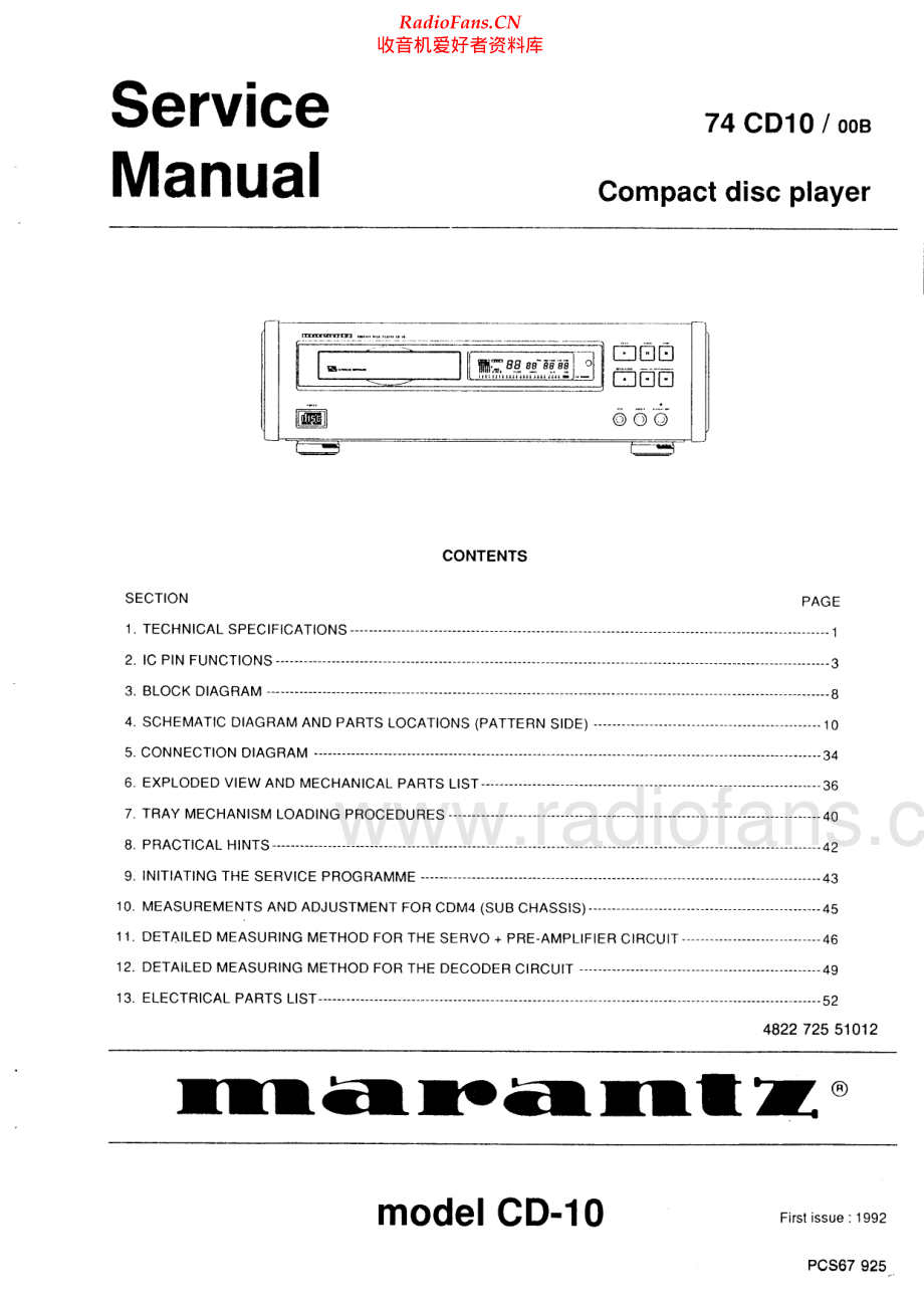 Marantz-CD10-cd-sm 维修电路原理图.pdf_第1页