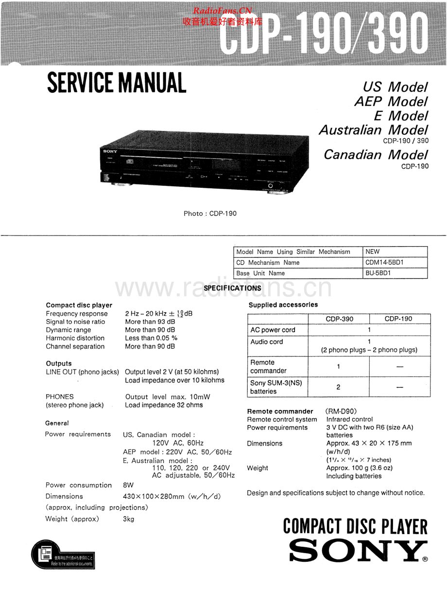 Sony-CDP190-cd-sm 维修电路原理图.pdf_第1页