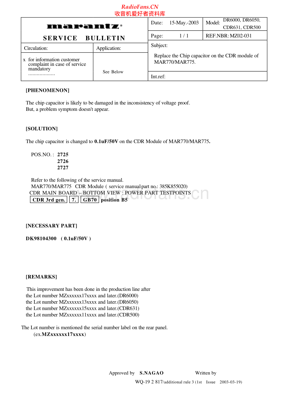 Marantz-CDR500-cd-sb 维修电路原理图.pdf_第1页