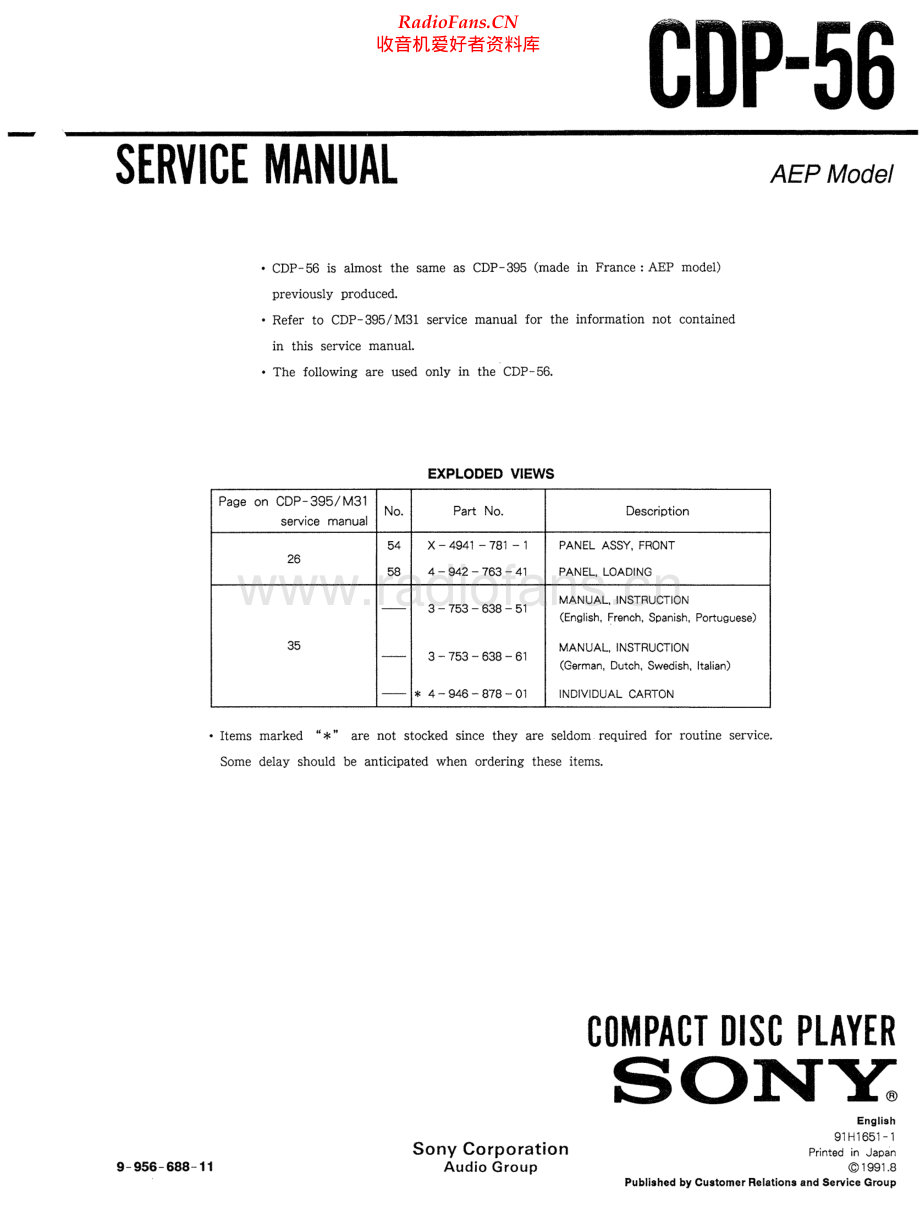 Sony-CDP56-cd-sm 维修电路原理图.pdf_第1页