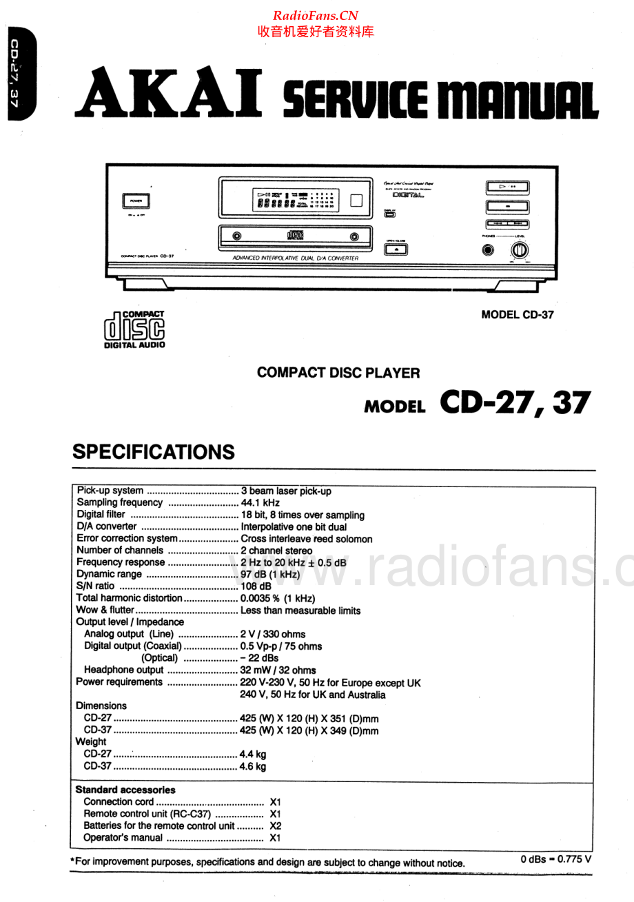 Akai-CD37-cd-sm维修电路原理图.pdf_第1页