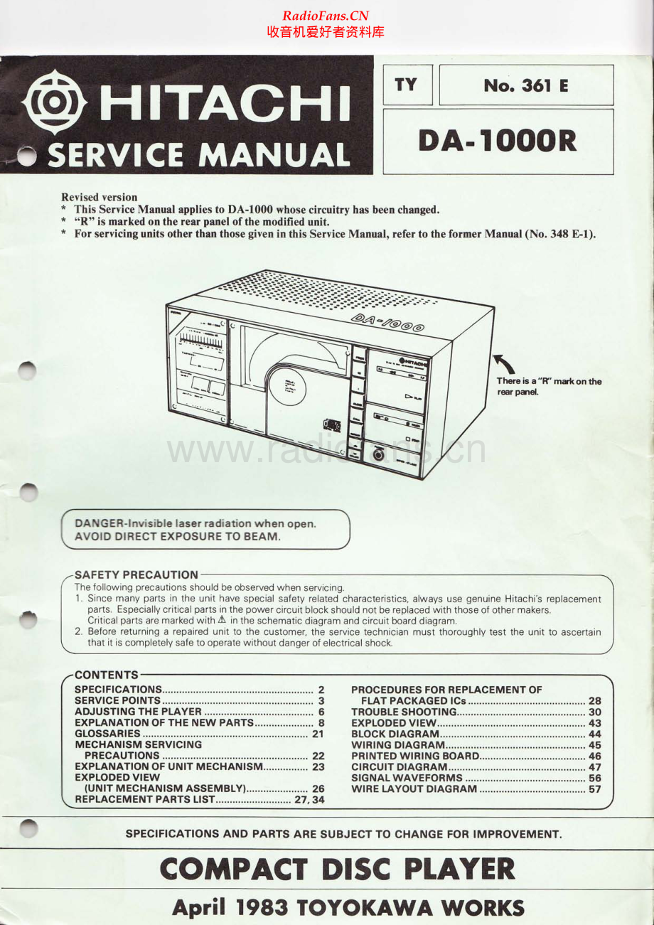 Hitachi-DA1000R-cd-sm 维修电路原理图.pdf_第1页